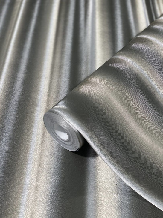 Vliestapete in Streifen mit Glanzeffekt schwarz, silber Welle von Harald Glööckler - WA451045
