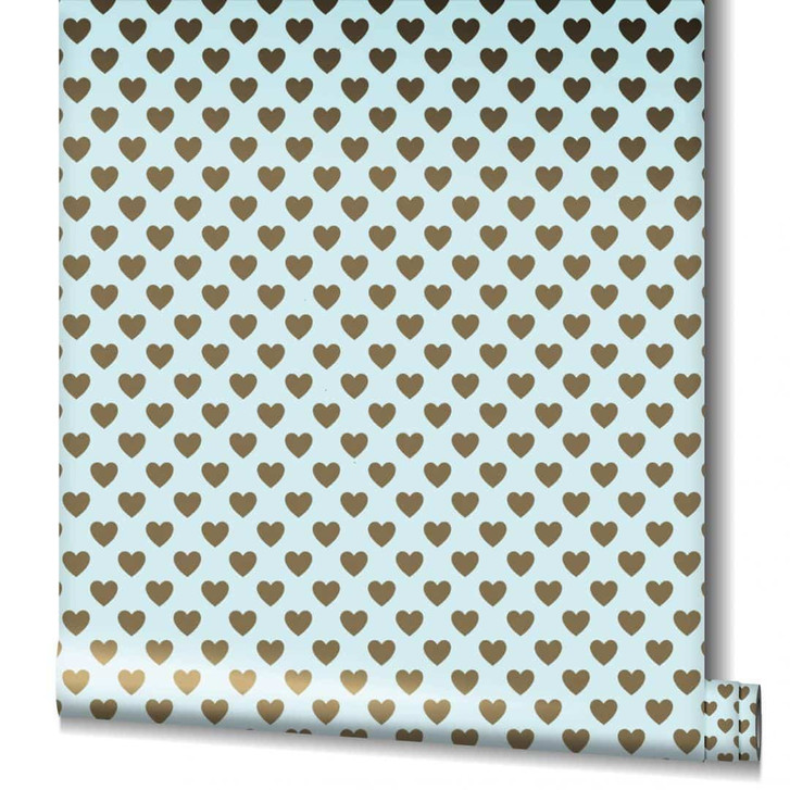 Vliestapete Herzen Grafisch Romantisch, Modern in Blau für Schlafzimmer - WA482848