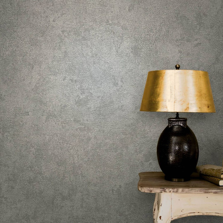 Vliestapete mit leicht linierter Struktur grau Uni - WA444255