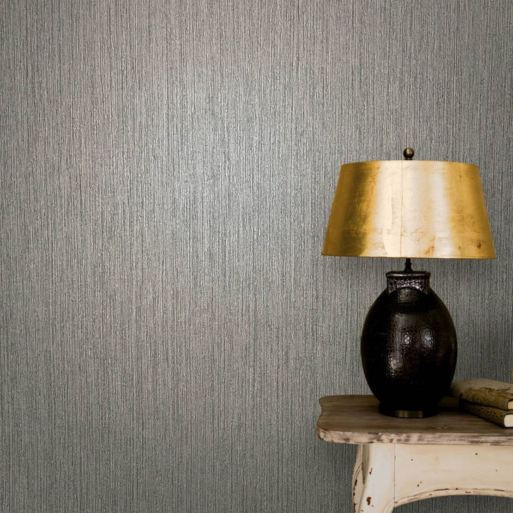 Vliestapete mit leicht linierter Struktur grau Uni - WA444265