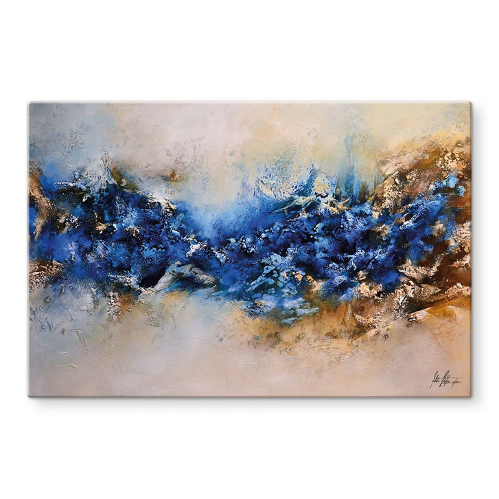 Glasbild Blau-goldene Interaktion - Fedrau - WA435528