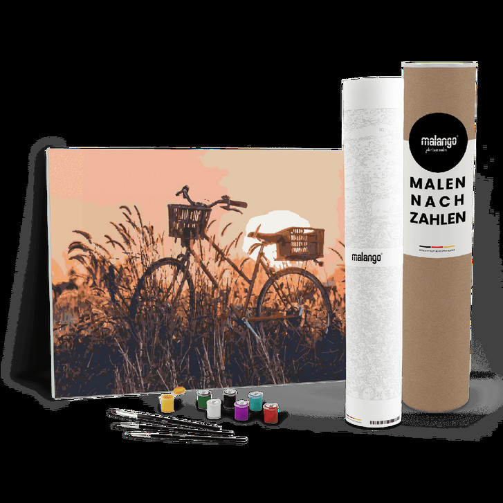 Malen nach Zahlen Leinwandbild - Landschaft mit Fahrrad - WA446896