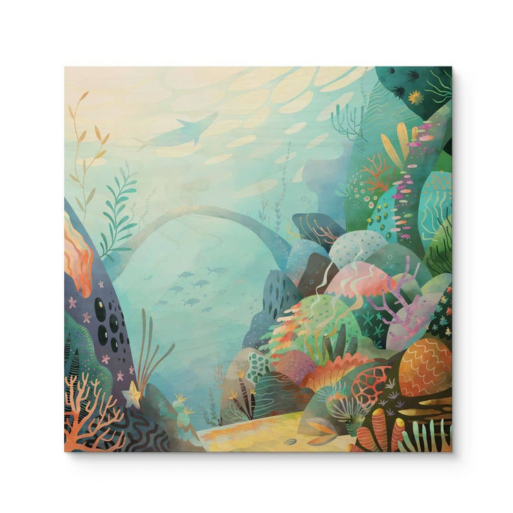 Holzbild Korallenriff in blauer Lagune - DigitalArtsi - WA487303