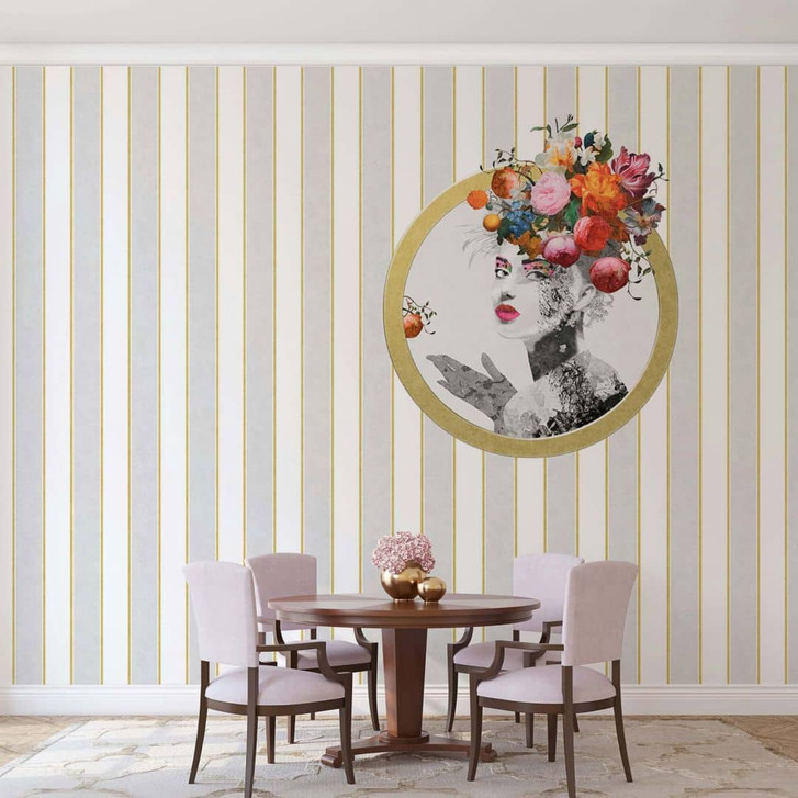 Fototapete Streifen, Gesicht Streifen Klassisch, Romantisch matt in Weiss 2.70 x 1.59m - WA461642