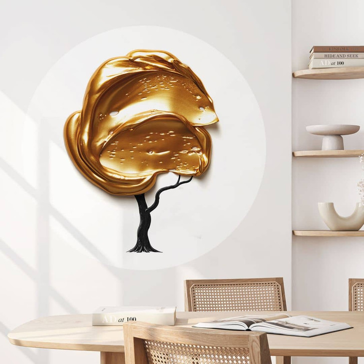 Wandtattoo Baum mit goldener 3D-Krone - Mielu -  -  Ø 100 cm - RS103054