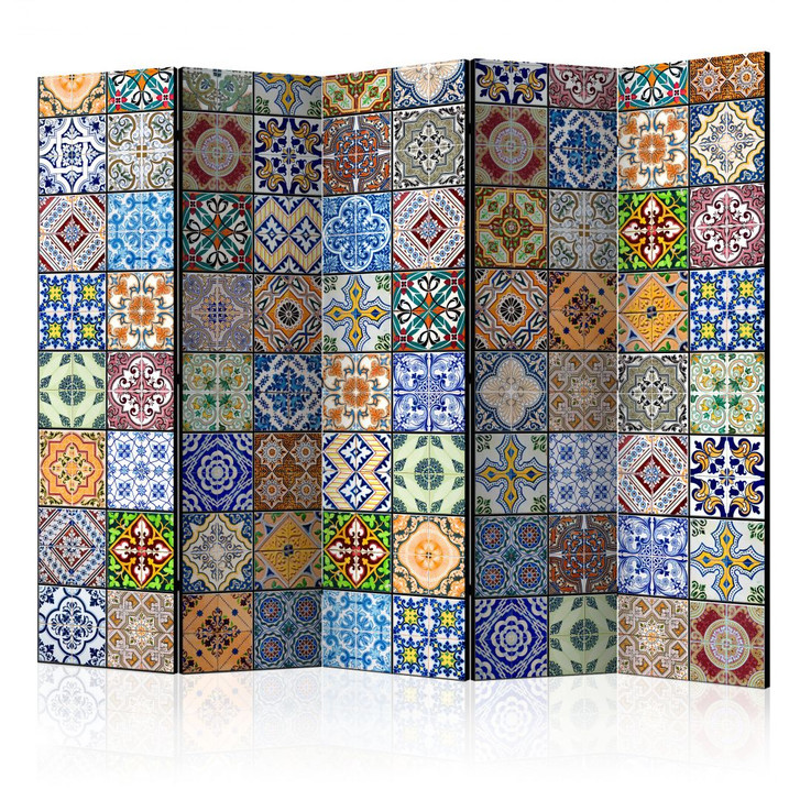 Paravent, Raumteiler freistehend, Trennwand - Buntes Mosaik , 5-teilig - 225 x 172 cm - WA454434