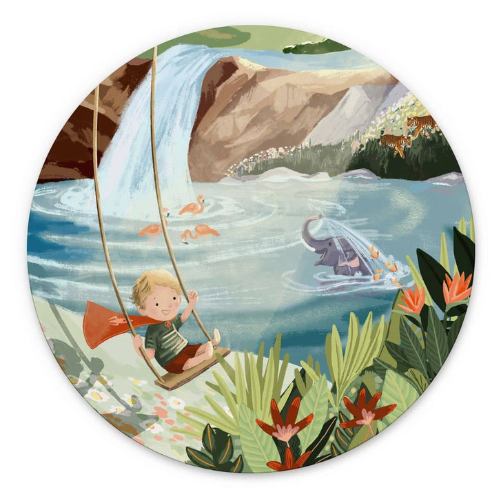 Wandbild Schaukeln in der Natur-Oase - Goed Blauw - Alu-Dibond Rund - WA479896