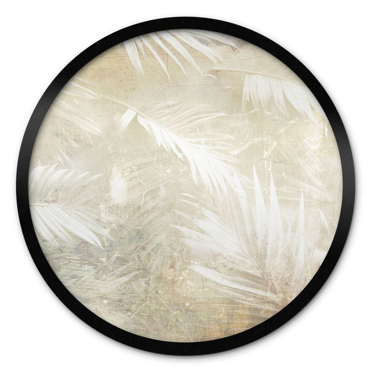 Poster Abstrakte weisse Palmenblätter - Kulik - Rund - WA427589