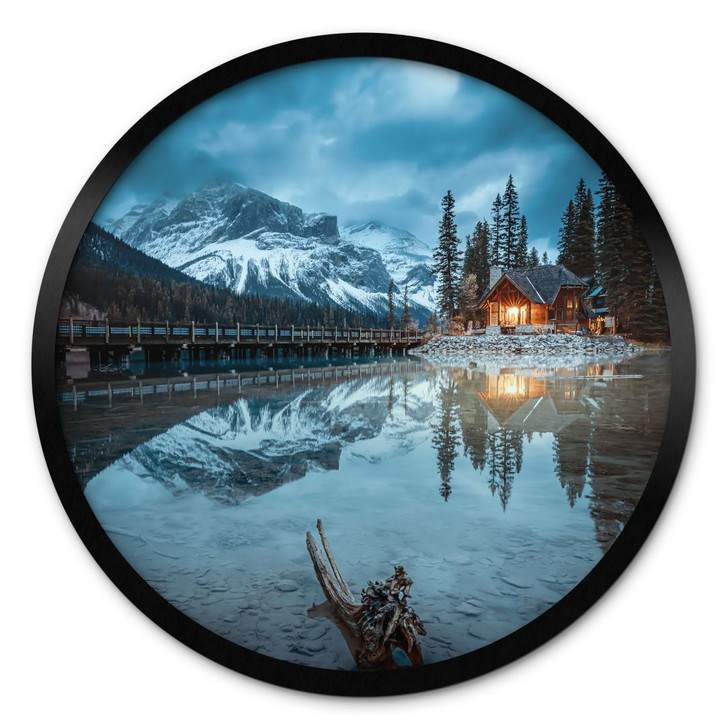 Poster Bergidylle am abendlichen See - Bing Li - Rund - WA427542