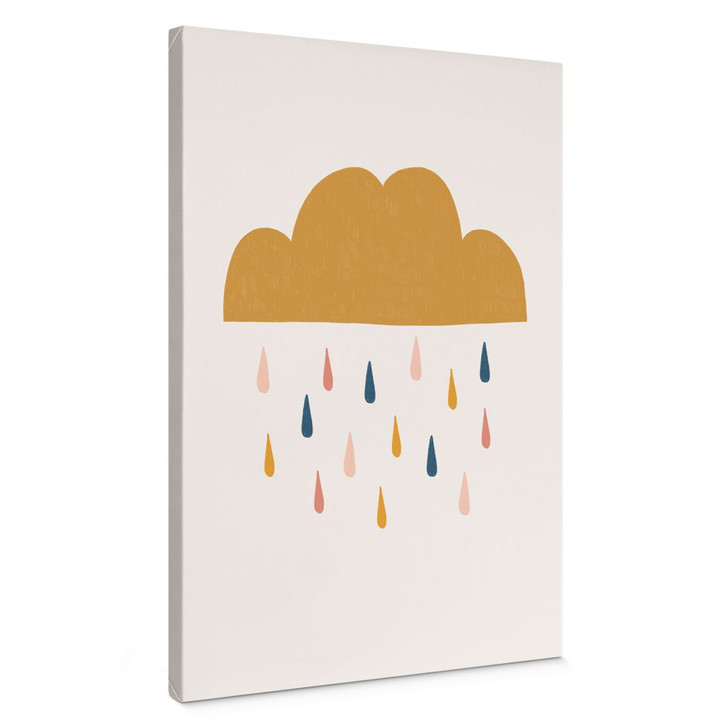 Leinwandbild Fröhlicher Regen in Pastelltönen | Wolken-Motiv für Kinder - Lisboa - WA432855