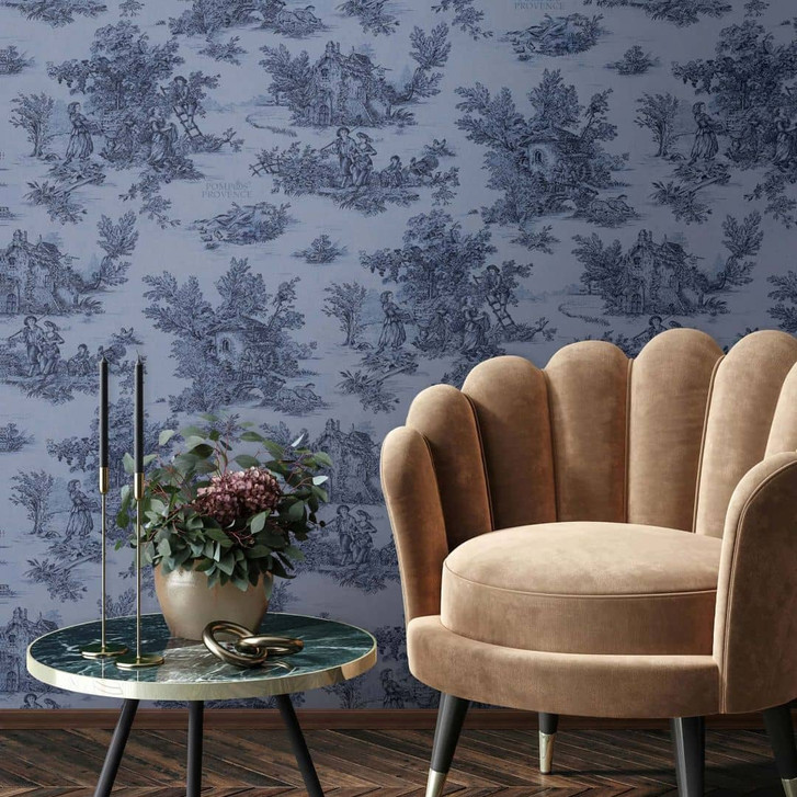 Vliestapete Landschaft, Menschen Grafisch Klassisch matt in Blau - WA473025