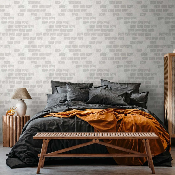 Backstein-Tapete in Beige Grau - Vliestapete Mauerwerk-Optik - rustikale Fototapete - WA418335