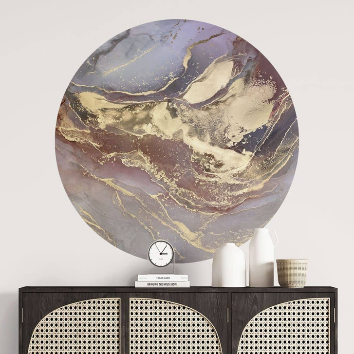 Wandtattoo Edle Strukturen in Gold und Violett - Shelest - Rund - WA474468