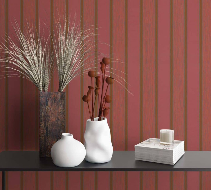 Vliestapete Blockstreifen Streifen Modern, Klassisch, Shabby Chic in Rot - WA482893