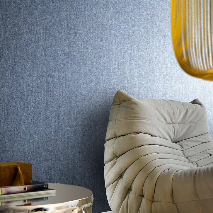 Vliestapete mit feinen Linien und leichter Struktur blau, grau Uni - WA446649