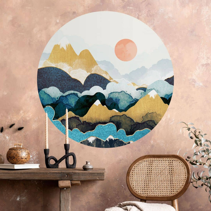 Wandtattoo Berggipfel über den Wolken - SpaceFrog Designs - Rund - WA430005