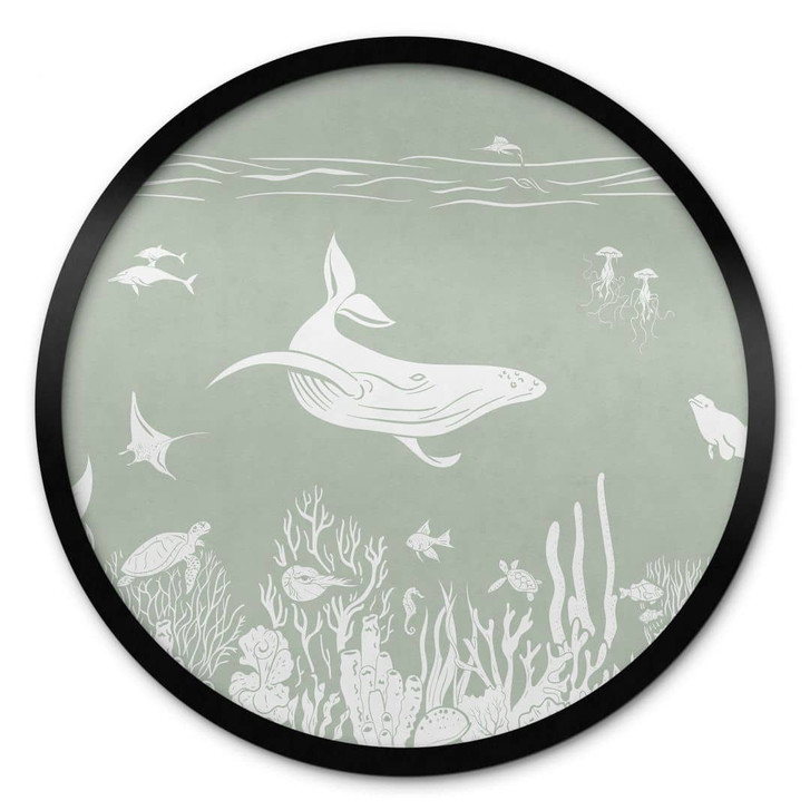 Poster Korallenriff und Meerestiere - Eine Reise ins Grüne - Kikki Belle - Rund - WA448178