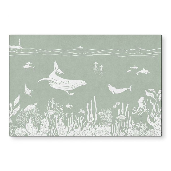 Wandbild Korallenriff und Meerestiere - Eine Reise ins Grüne - Kikki Belle - Alu-Dibond - WA441544