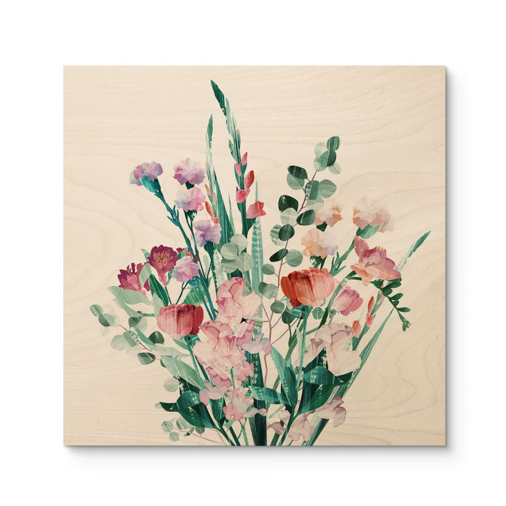 Holzbild Wildblumen Bouquet im Frühling - Goed Blauw - Quadratisch - WA482398