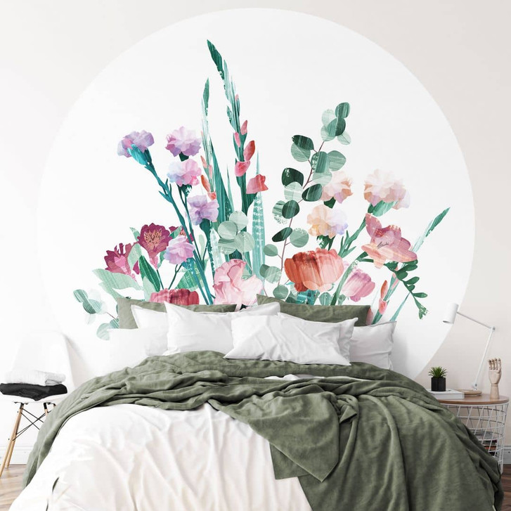 Blumen Fototapete Wildblumen Bouquet im Frühling - Goed Blauw - Rund - Selbstklebend/Vlies - WA482138