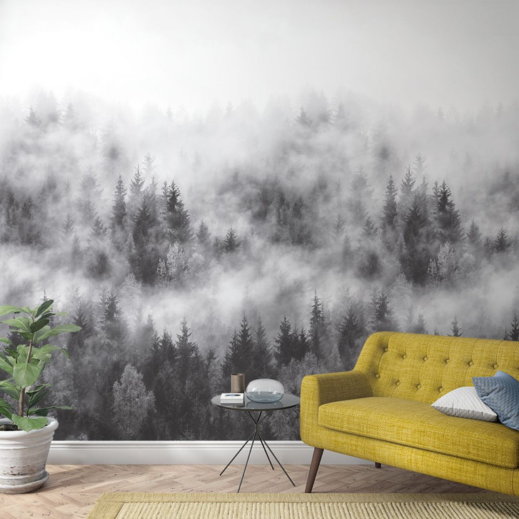 Fototapete mit Wald im Nebel Grau ,Floral 2.70 x 1.59 m - WA448995