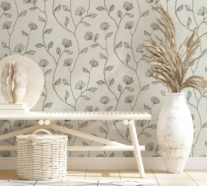 Vliestapete Beige Gold Floral für Wohnzimmer Schlafzimmer Küche marburg Tapete - WA445165