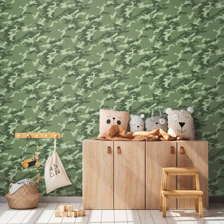 Camouflage-Tapete in Grüntönen - Tarnmuster-Tapete modern - WA465395