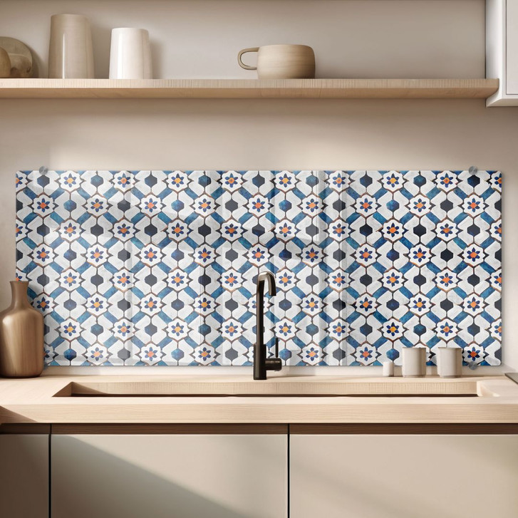 Spritzschutz Geometrisches Muster mit Blumen - Treechild - Panorama - WA429079