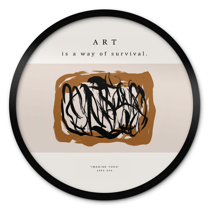 Poster Schwarze Pinselstriche - Imagine Yoko - Treechild - Rund - WA437365