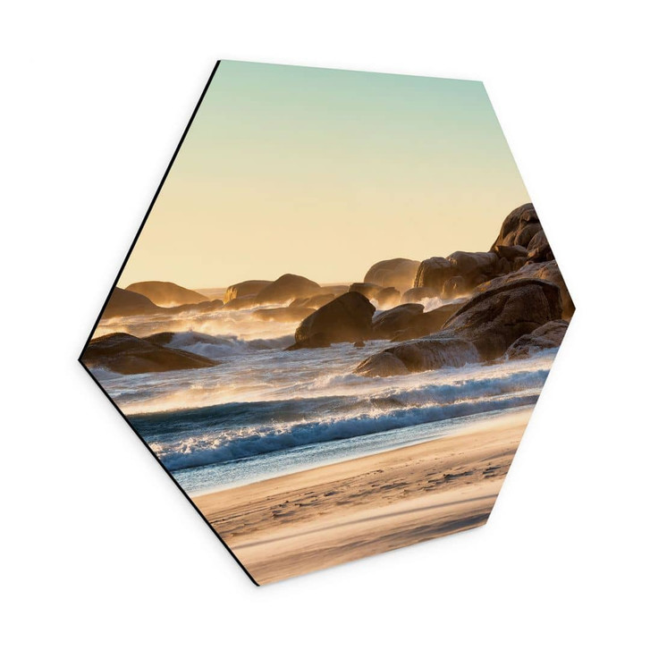 Hexagon Wandbild Strandküste bei Sonnenaufgang in Afrika - Hugonnard - Alu-Dibond - WA464878