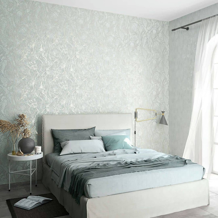 Vliestapete mit geschwungenen glänzenden Linien grau Grafik - WA444955