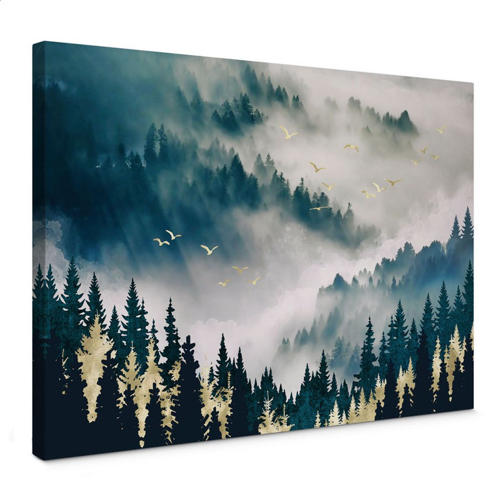 Leinwandbild Geheimnisvoller Nebel im Wald - SpaceFrog Designs - WA426744