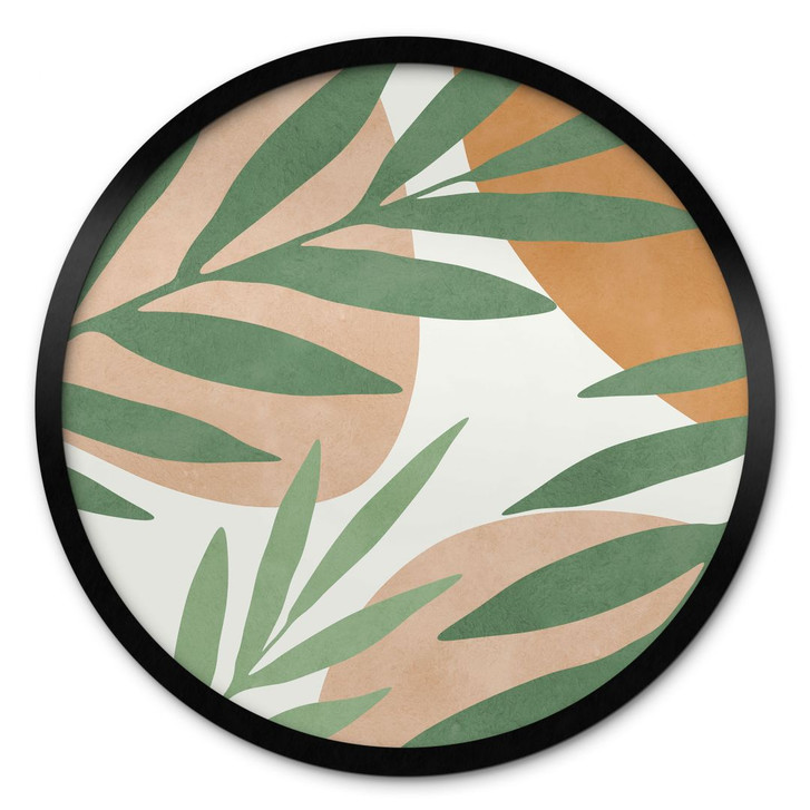 Poster Abstrakte Zweige im tropischen Look - Costa - Rund - WA460098