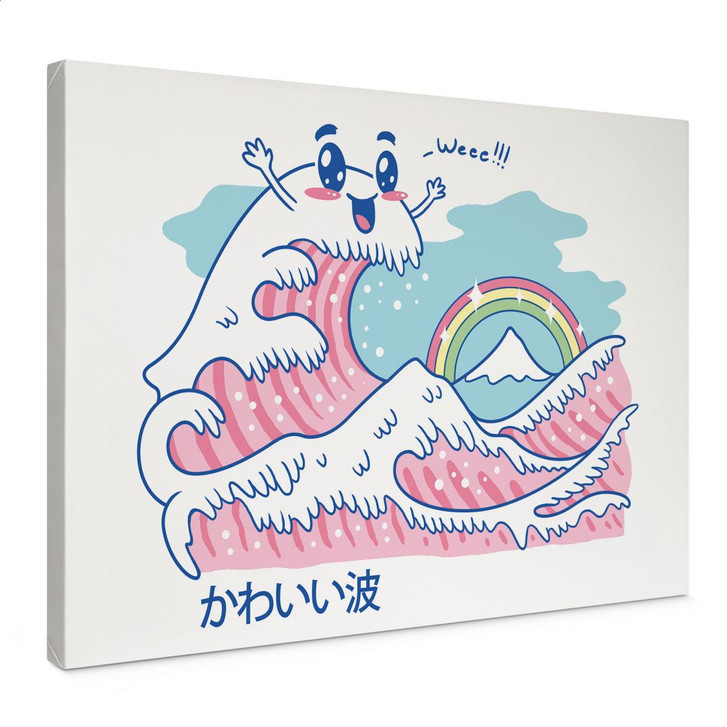 Leinwandbild Kawaii Welle mit Regenbogen und Berg Fuji - Trinidad - WA426531