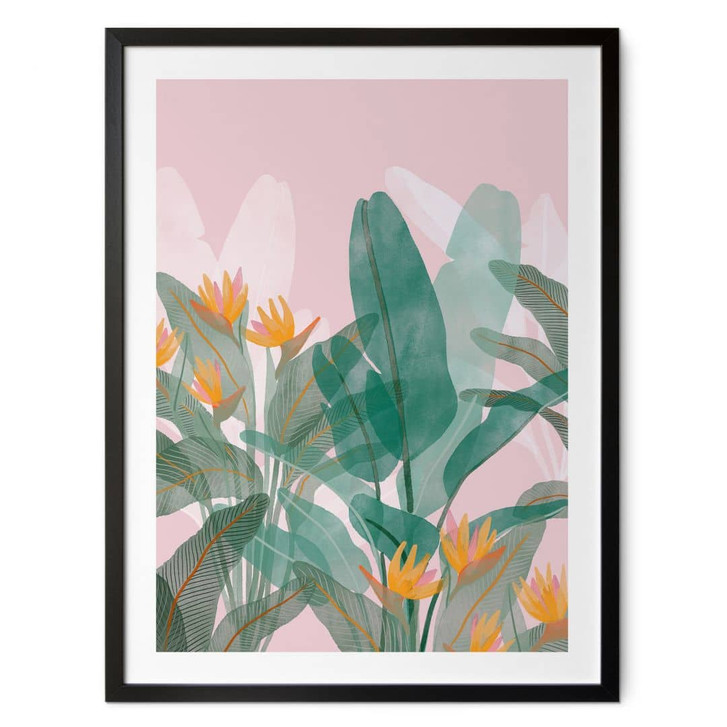 Poster Botanische Illustration in Grün und Rosa - Goed Blauw - WA483501