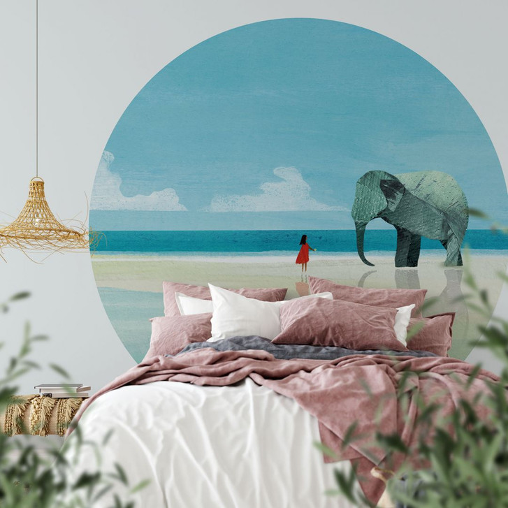 Fototapete Elephant Beach in Indien - Rivers - Rund - Selbstklebend/Vlies - WA424604
