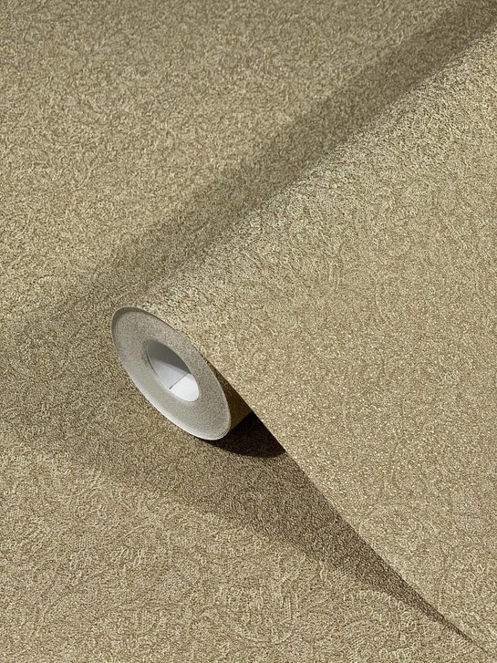 Vliestapete mit glänzenden kleinen Blättern gold Floral von Harald Glööckler - WA445919