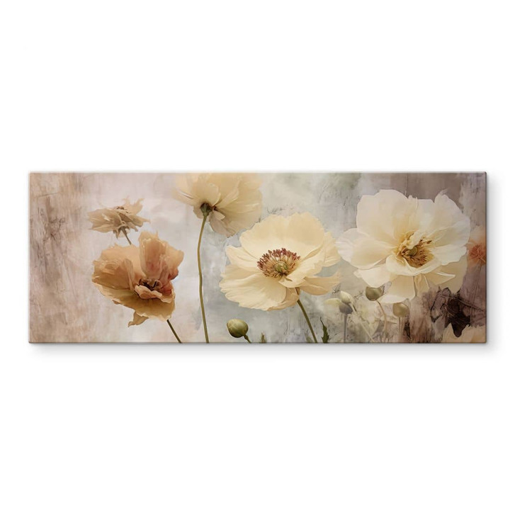 Glasbild Blumenpracht in warmen Pastelltönen - Paksoylu - Panorama - WA432271