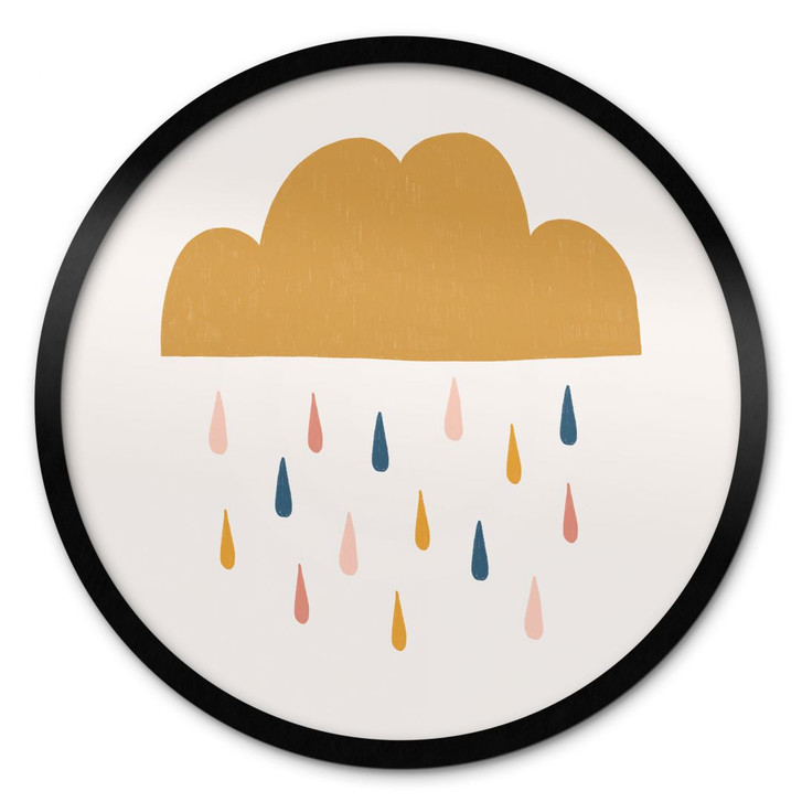 Kinderposter Fröhlicher Regen in Pastelltönen - Lisboa - Rund - WA433203