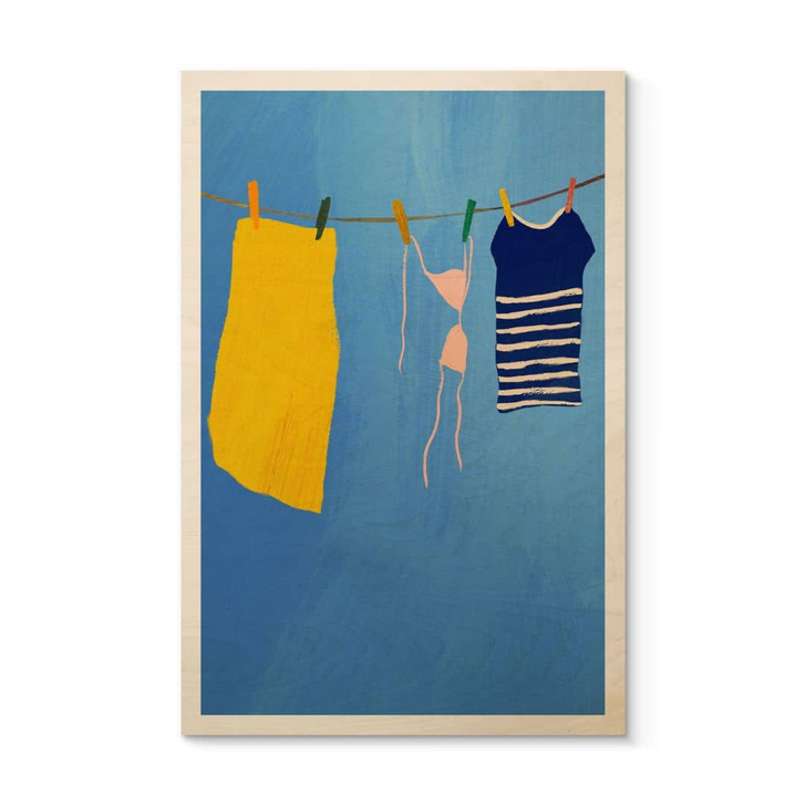 Holzbild Sommerwäsche unter blauem Himmel - Rivers - WA472183