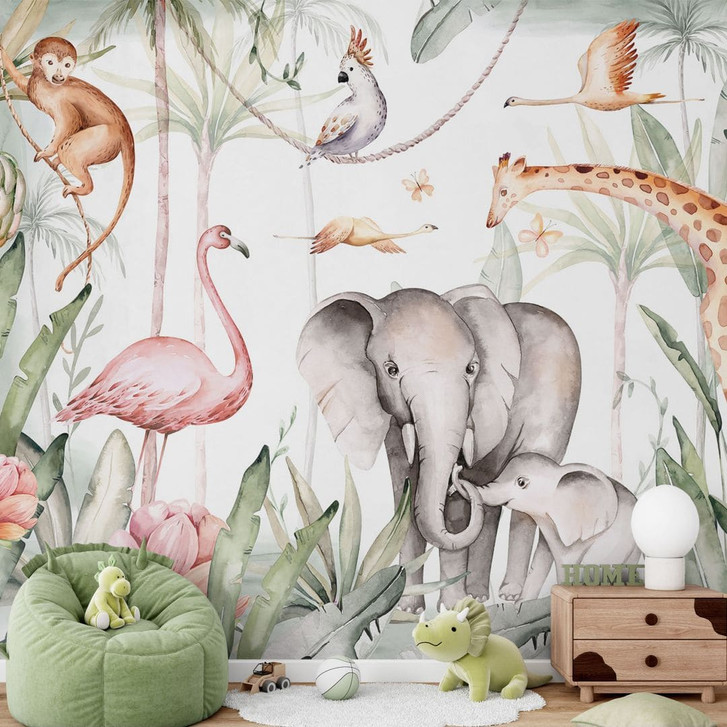 Fototapete für das Kinderzimmer - Afrikanische Tiere im Regenwald - Kvilis - WA424187