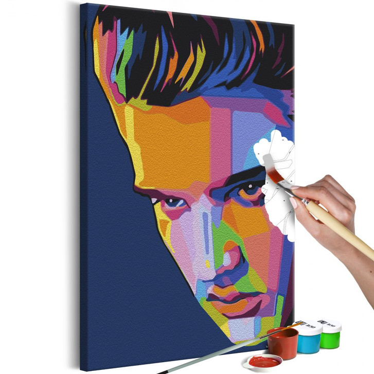 Malen nach Zahlen Leinwandbild - Bunter Elvis - 40 x 50 cm - mit Keilrahmen - bespannt - WA438027
