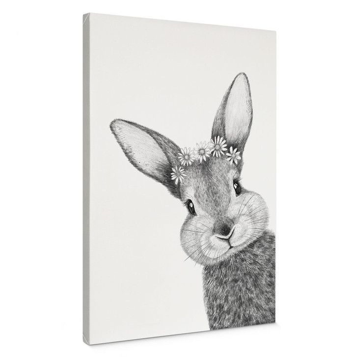 Leinwandbild Niedlicher Hase mit Kamillenblumen - Korenkova - WA434528