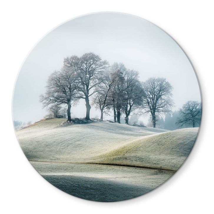 Glasbild Frostige Hügellandschaft - Eisenmann - Rund - WA434300