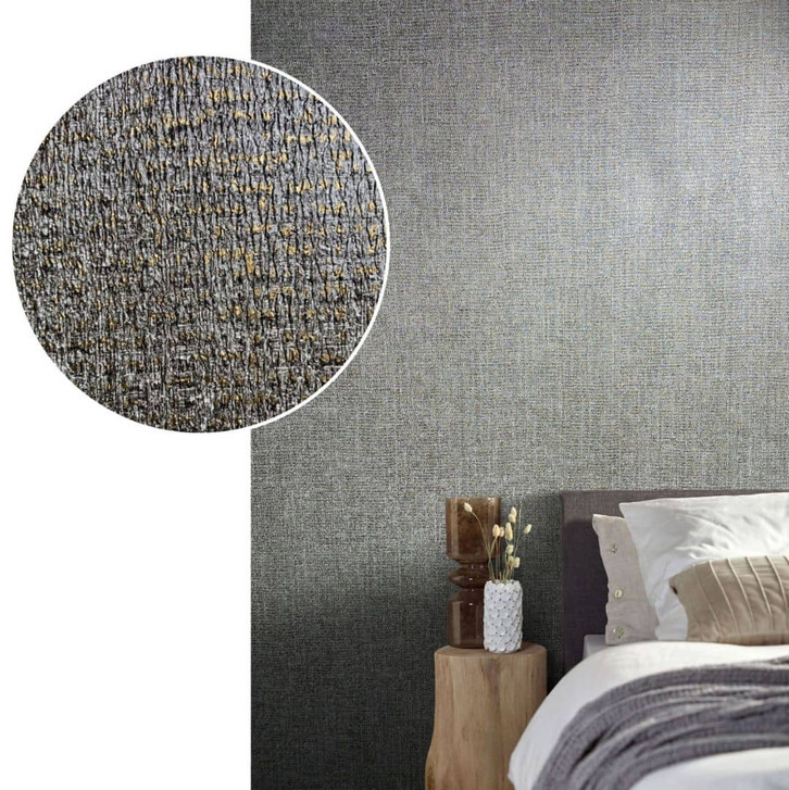 Vliestapete mit starkem Textil-Look grau, silber Struktur - WA451475