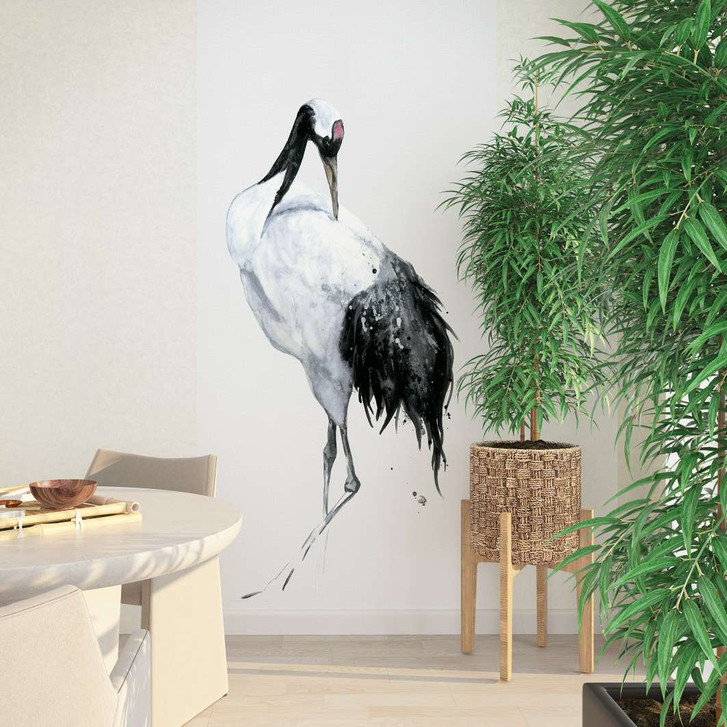 Fototapete mit Kranich im Asia Style weiss, schwarz Illustration 2.70 x 1.06 m - WA448723