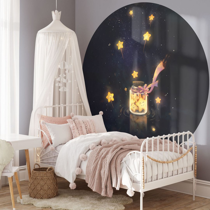 Kinderzimmer Fototapete Sternenfänger: Ein Glas voller Wünsche - Thai - Rund - Selbstklebend/Vlies - WA424388