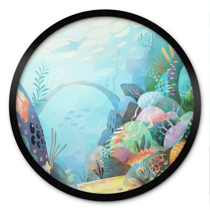 Poster Korallenriff in blauer Lagune - DigitalArtsi - Rund - WA487591