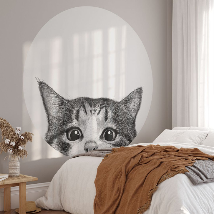 Fototapete Neugierige Katze - Korenkova - Rund - Selbstklebend/Vlies - WA470980