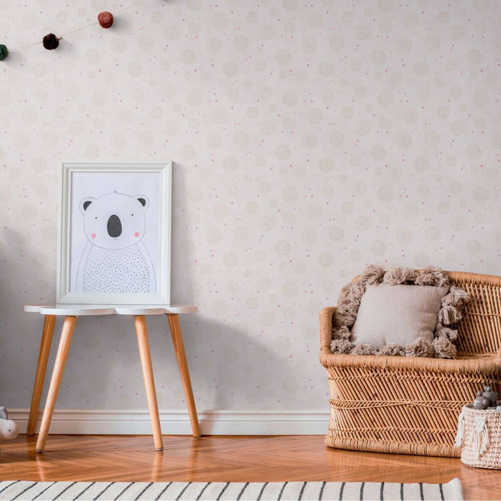 Kringel-Tapete Beige Rosa - Vliestapete mit Punkten - WA465361